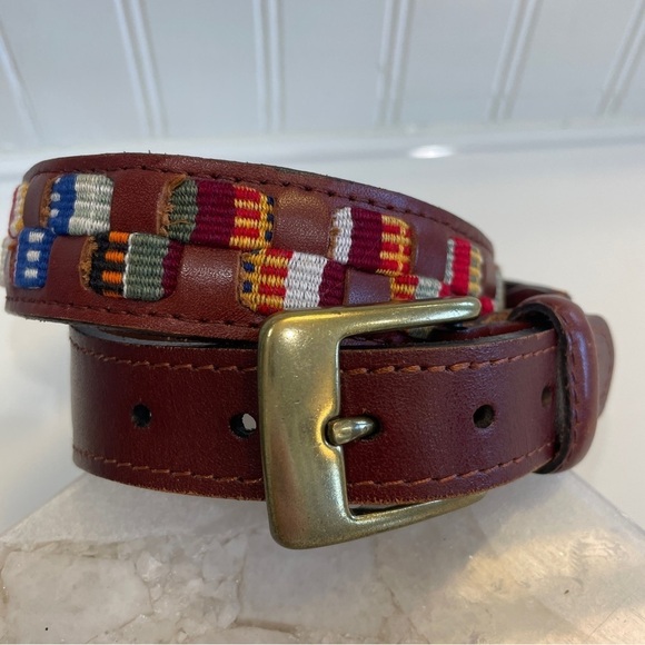Woven Ripcord Leather Belt Multi-Color Small/Medium - Picture 2 of 8
